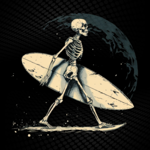 Skull surfer on the Moon