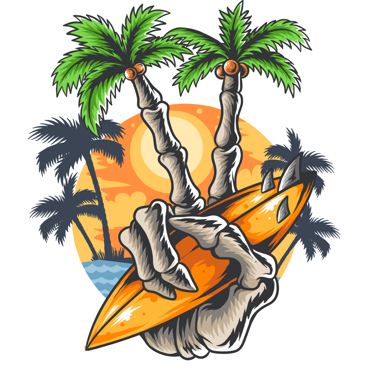 Hand Skull Surfer