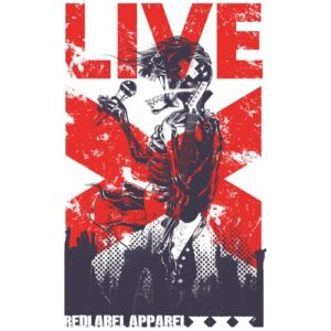 Red Apparel Live Skull Rock