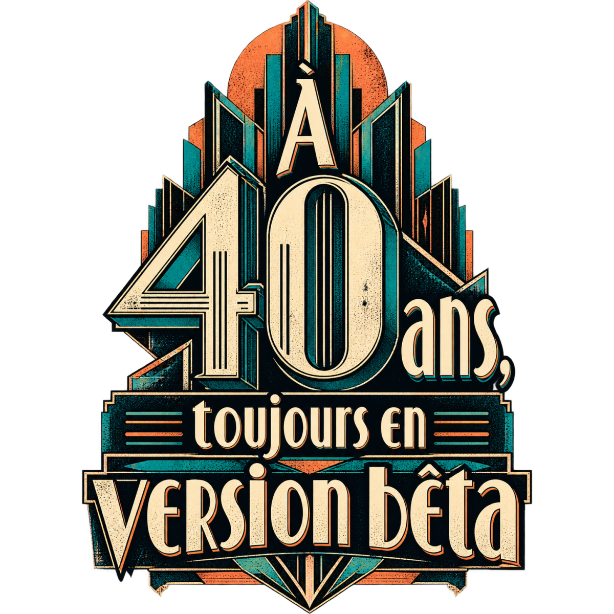 40 Ans Artdeco Geometrique Creme Turquoise