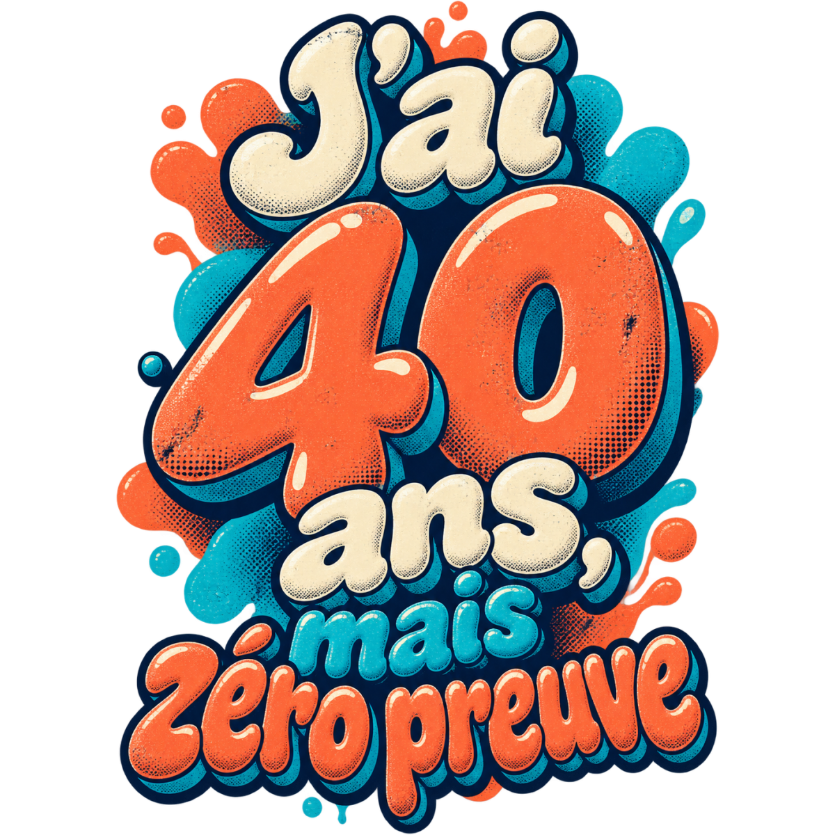 40 Ans Bubble Ludique Corail Turquoise