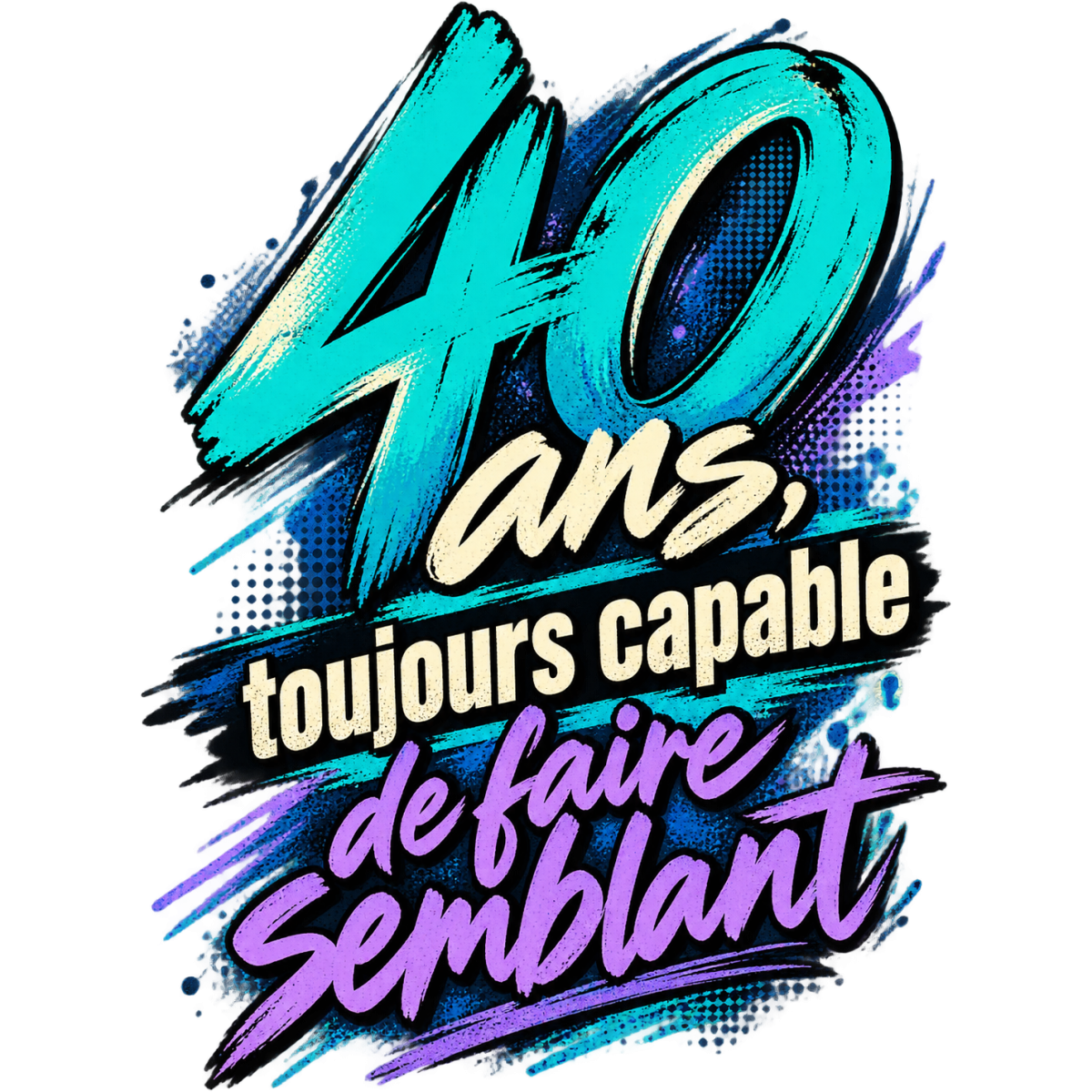 40 Ans Manuscrit Brush Turquoise Lavande