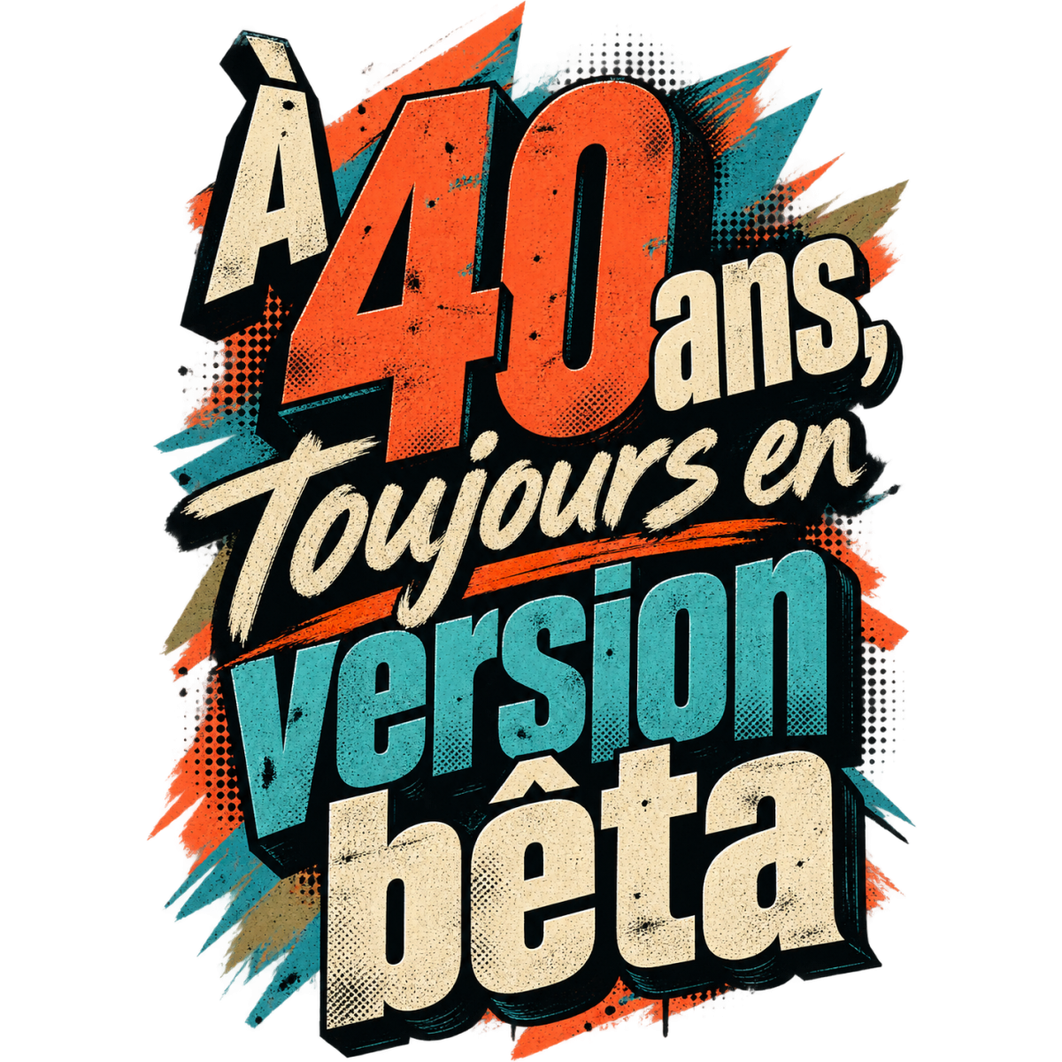 40 Ans Monumental Corail Turquoise Vintage