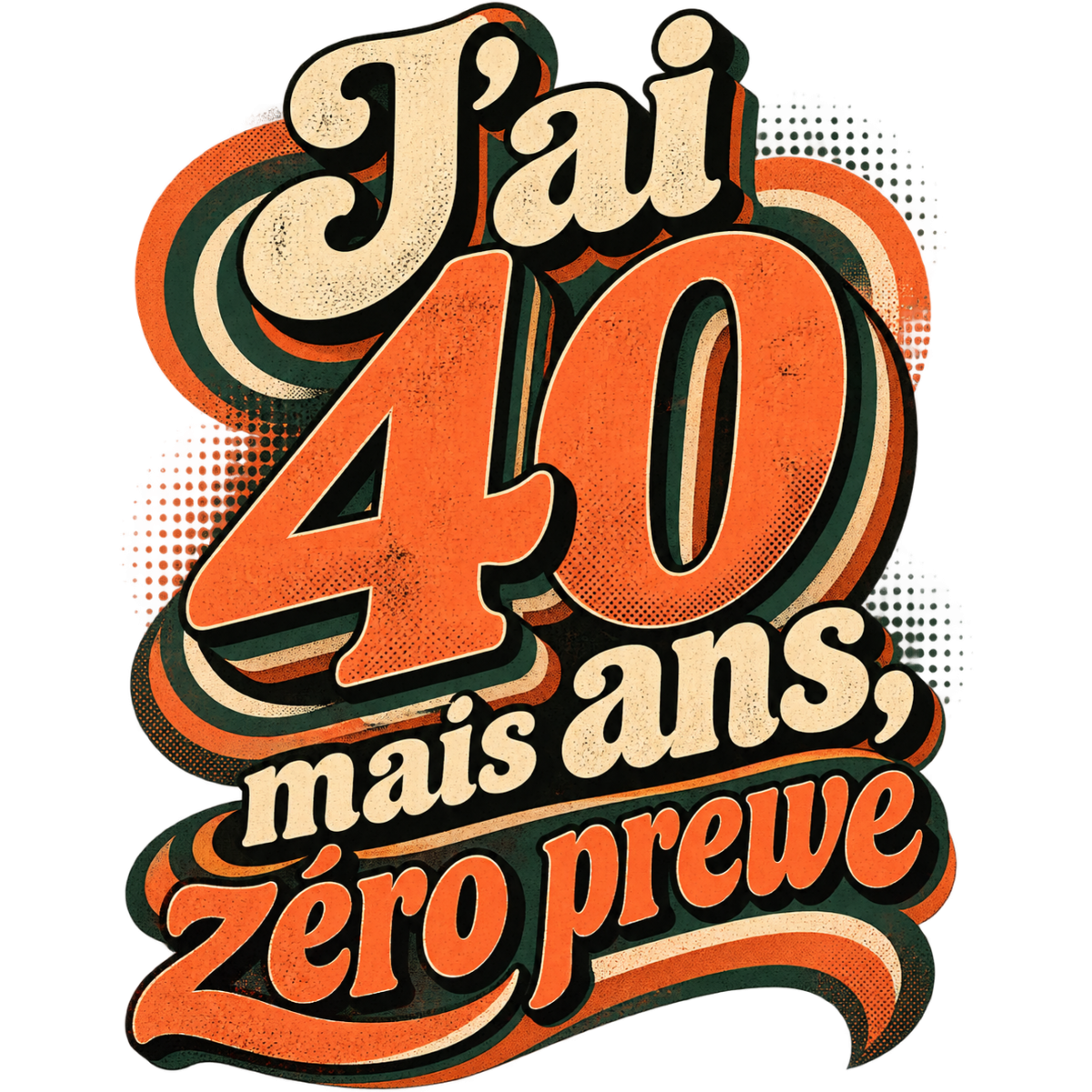 40 Ans Retro Seventies Corail Vert