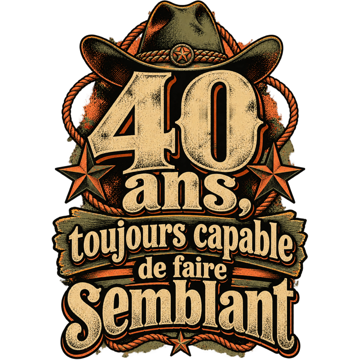 40 Ans Western Cowboy Sable Kaki