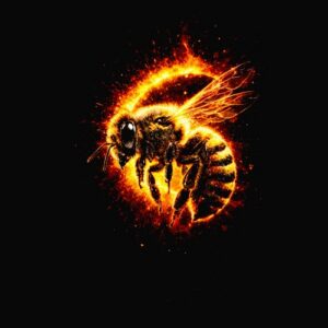 Abeille feu feuillage arrière plan blanc