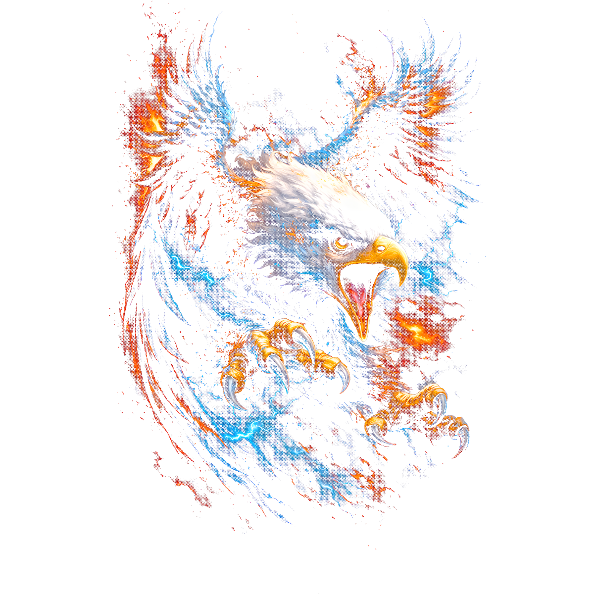 Aigle en vol agressif coloré