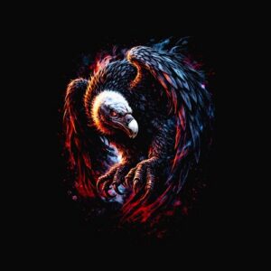 Aigle vibrant ailes déployées feu
