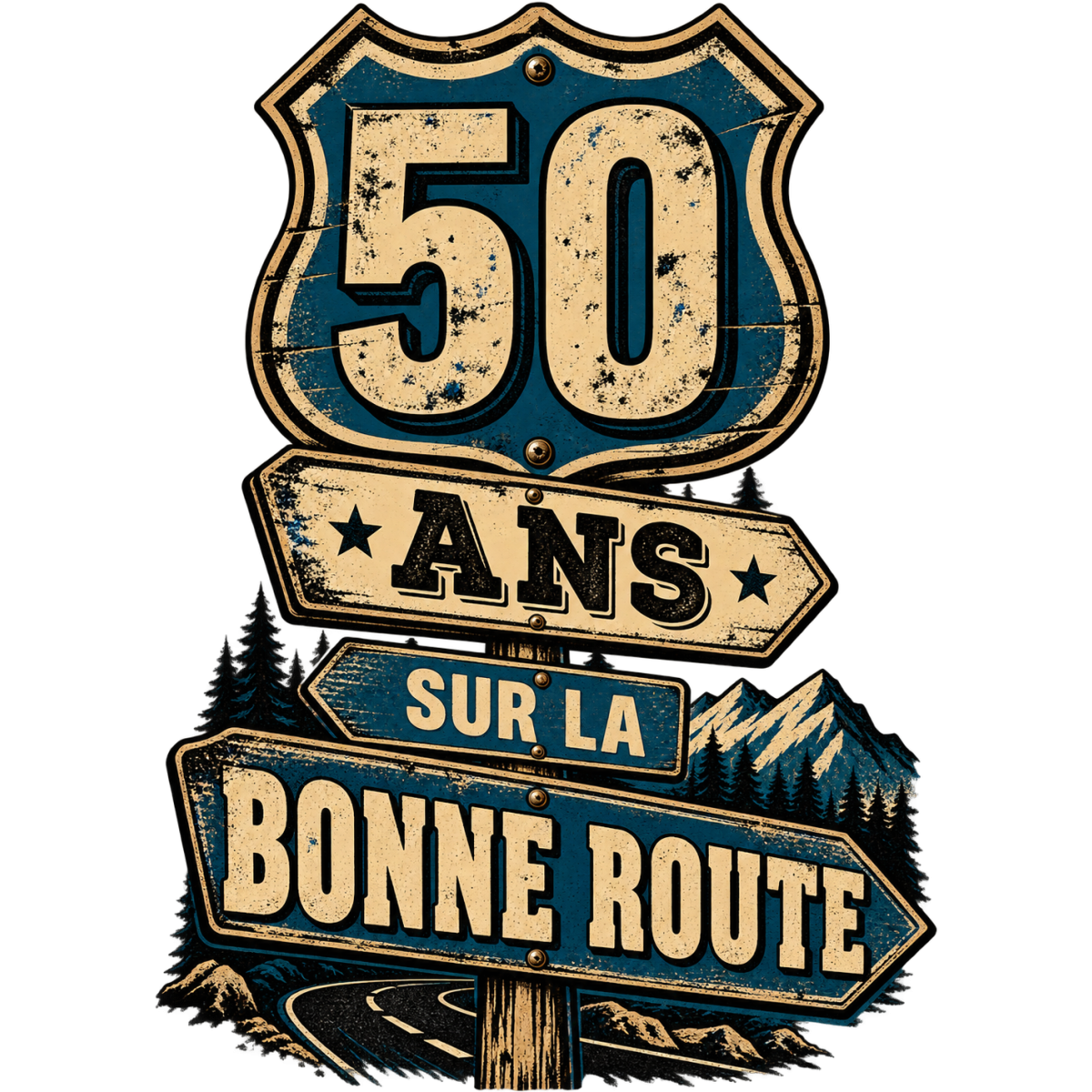 Anniversaire Route Panneaux Vintage 50