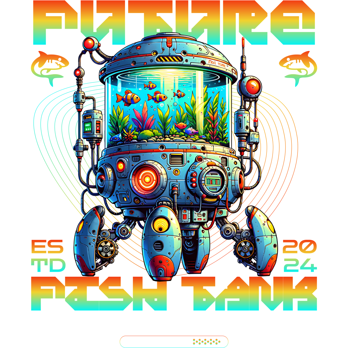 Aquarium futuriste robotique sous-marin coloré