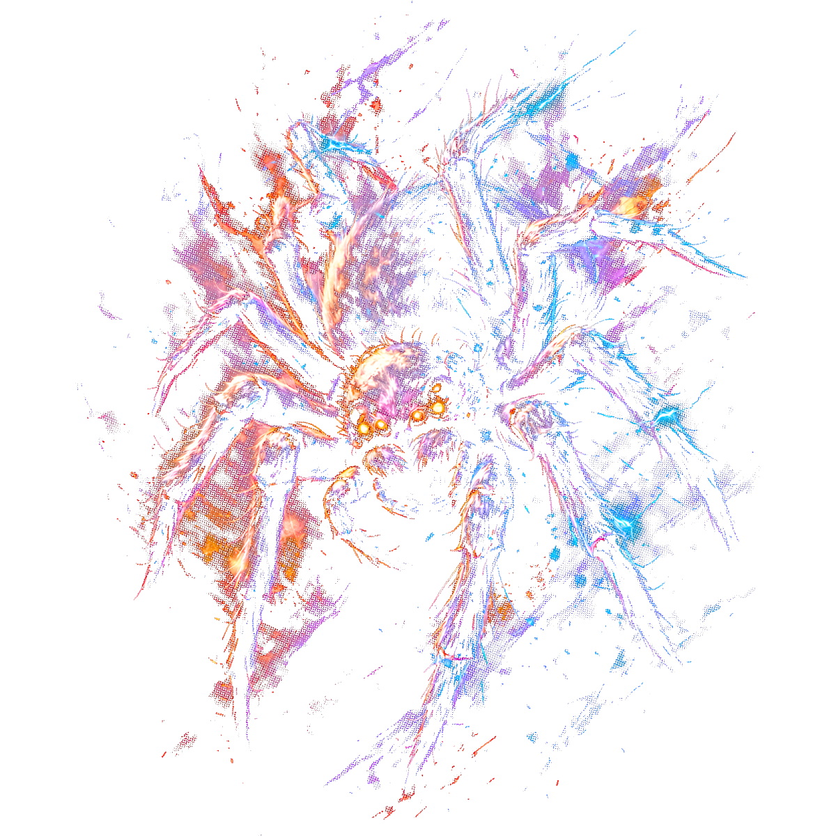 Araignée artistique multicolore éclaboussures