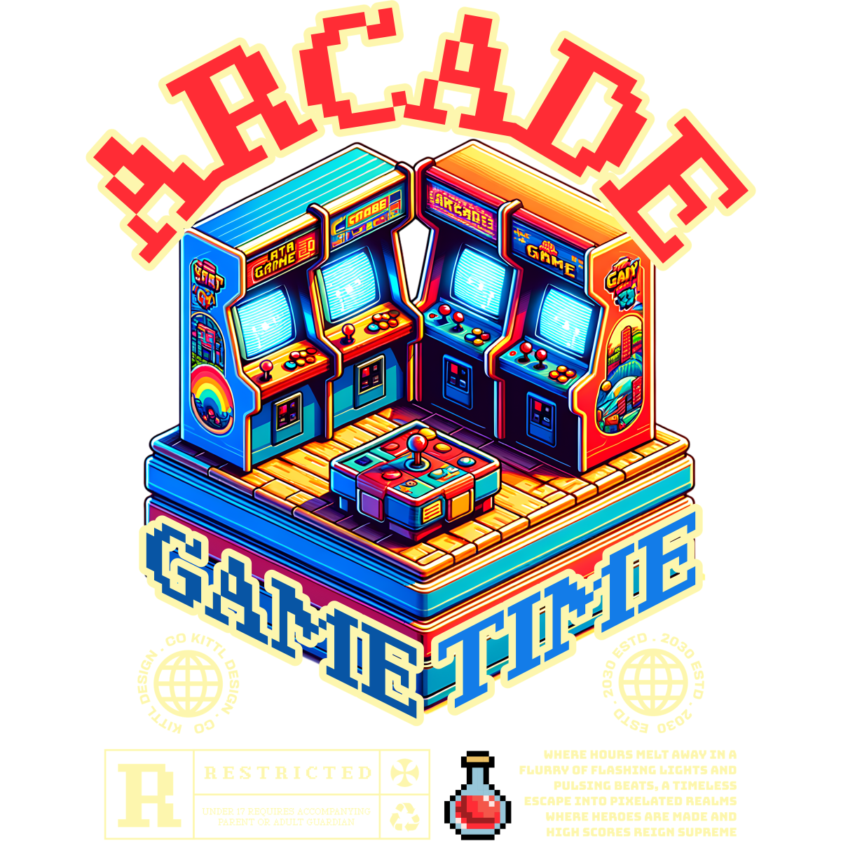Arcades Bornes jeux vidéo rétro pixel art