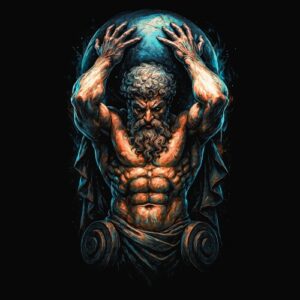 Atlas musclé portant globe céleste