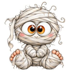 Bébé momie mignonne aux grands yeux