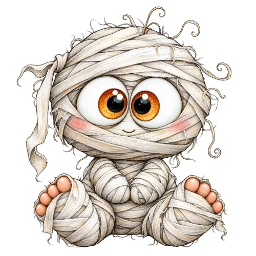 Bébé momie mignonne aux grands yeux