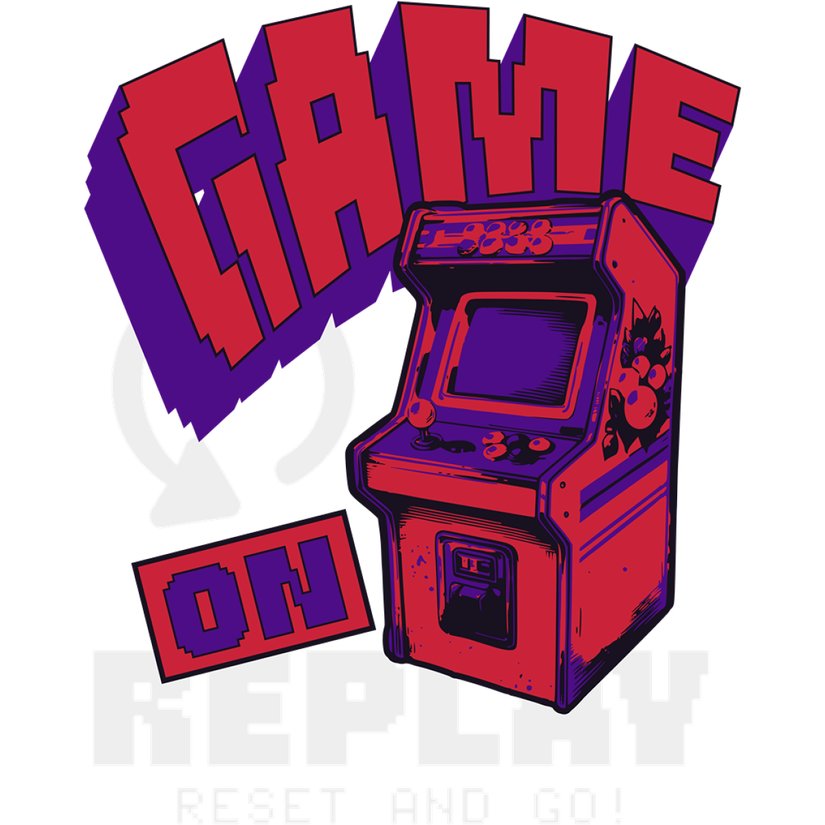 Borne arcade rétro rouge et violet