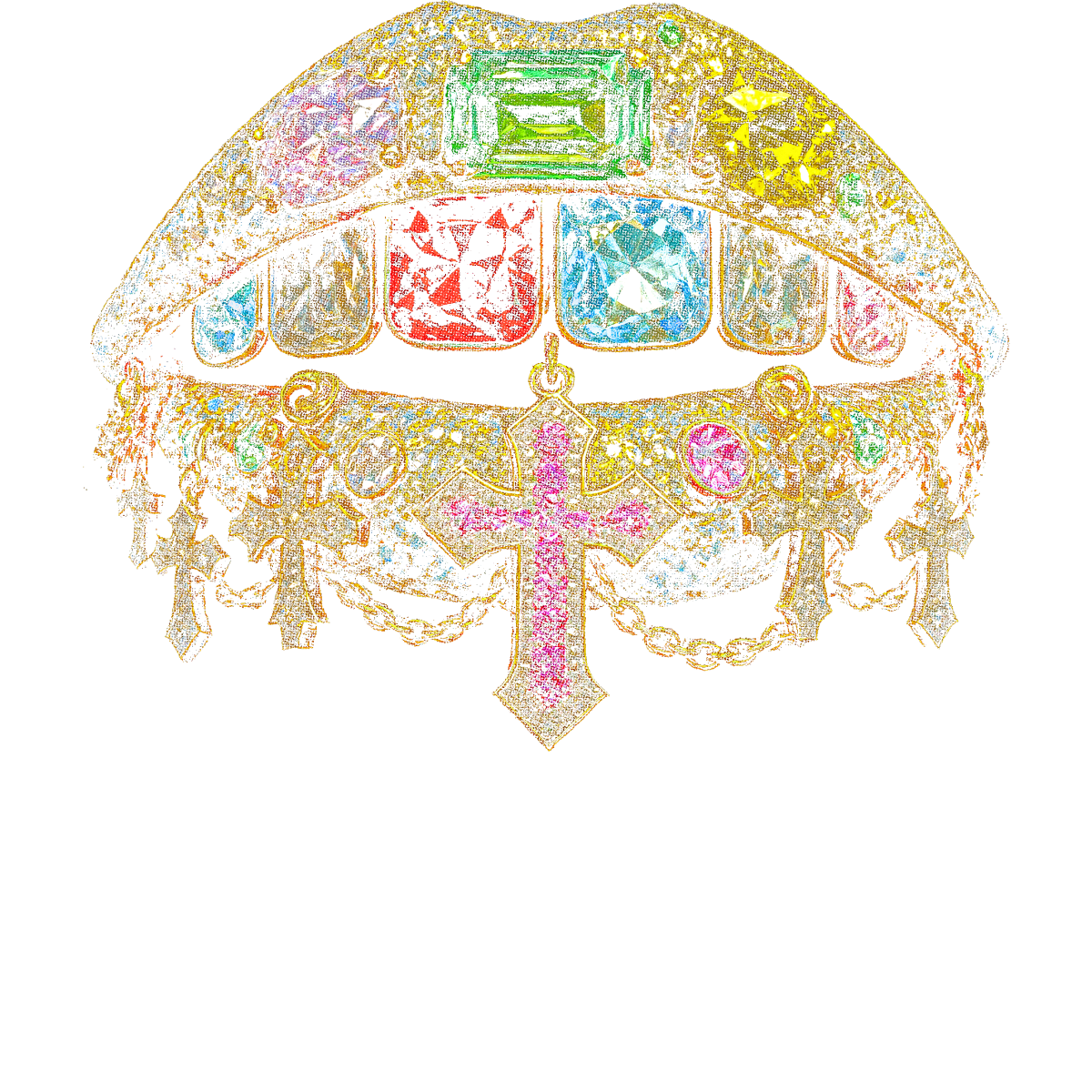 Bouche bijoux pierres précieuses croix suspendues