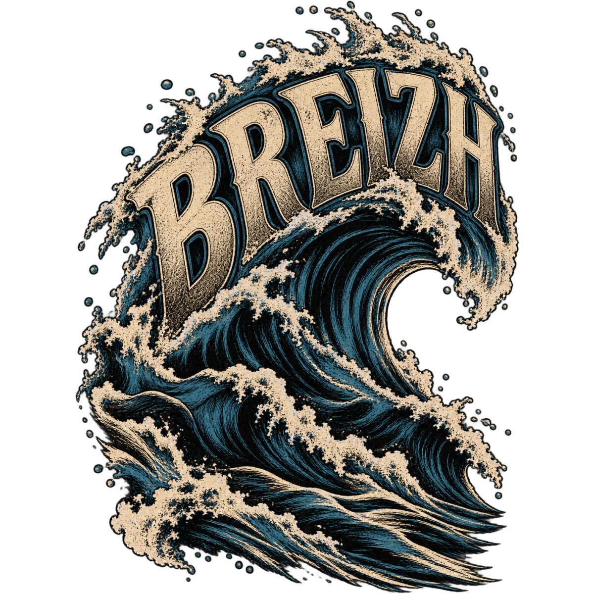 Breizh Vague Geante Lettres Courbes