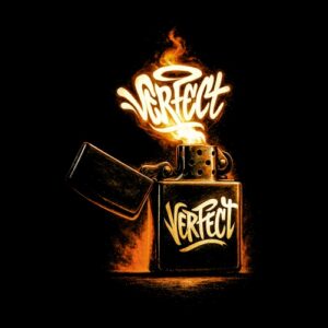 Briquet allumé flamme texte stylisé