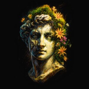 Buste classique orné de fleurs colorées