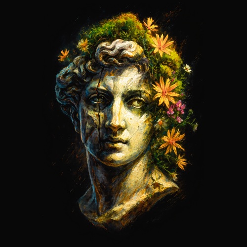 Buste classique orné de fleurs colorées