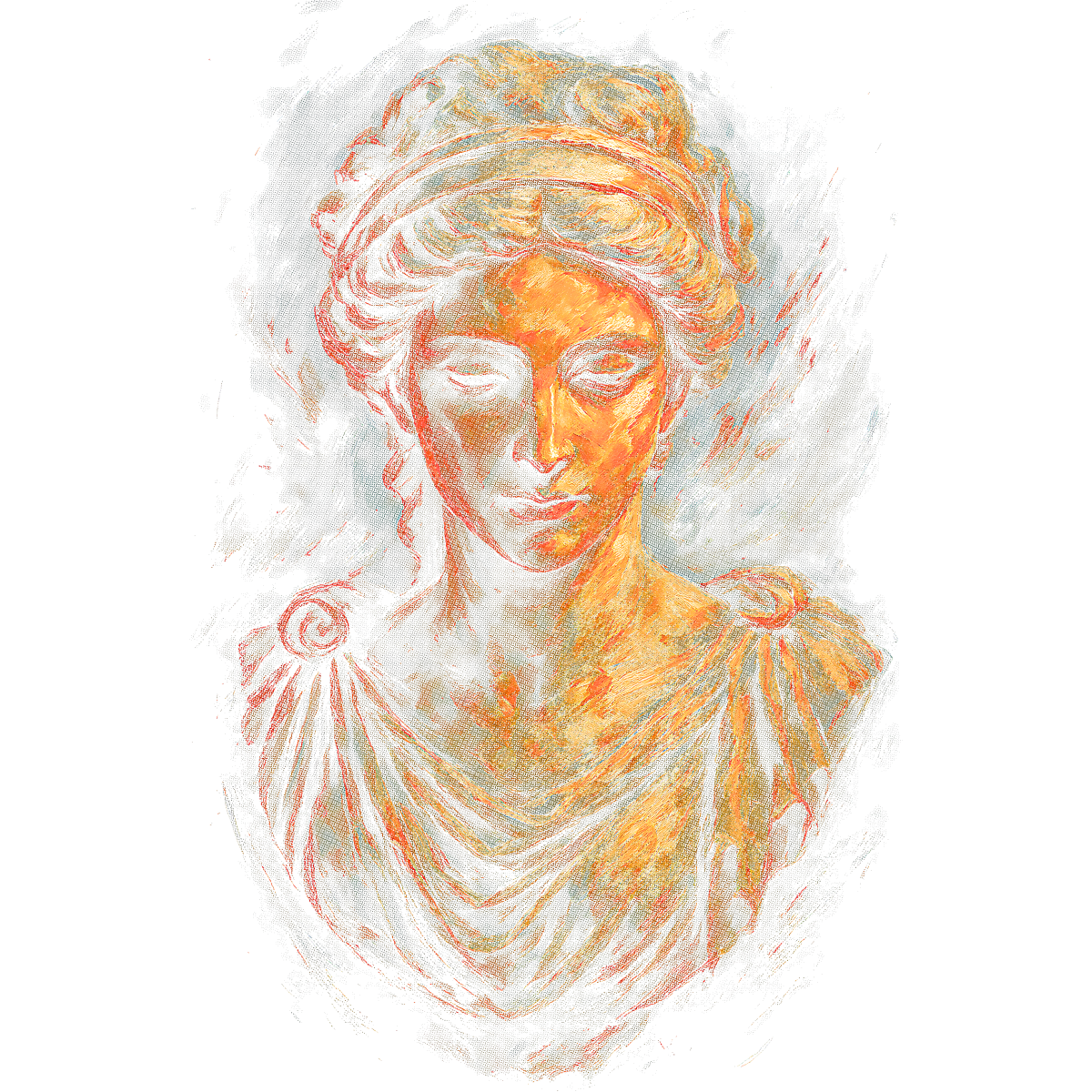 Buste femme antique dessin artistique