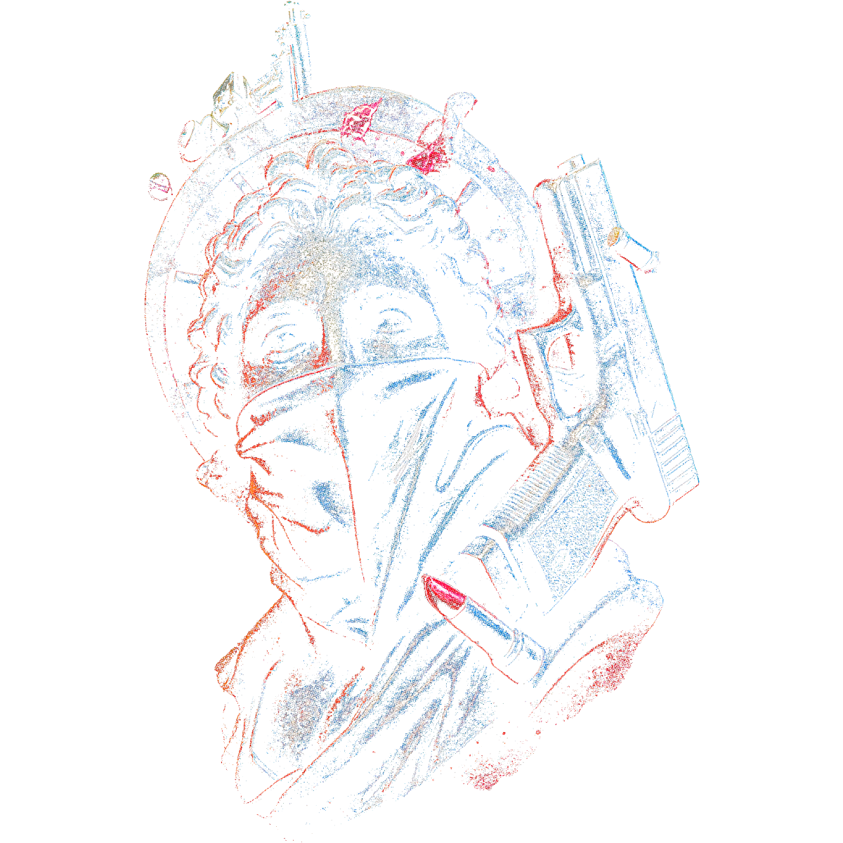 Buste statue bandeau pistolet rouge à lèvres