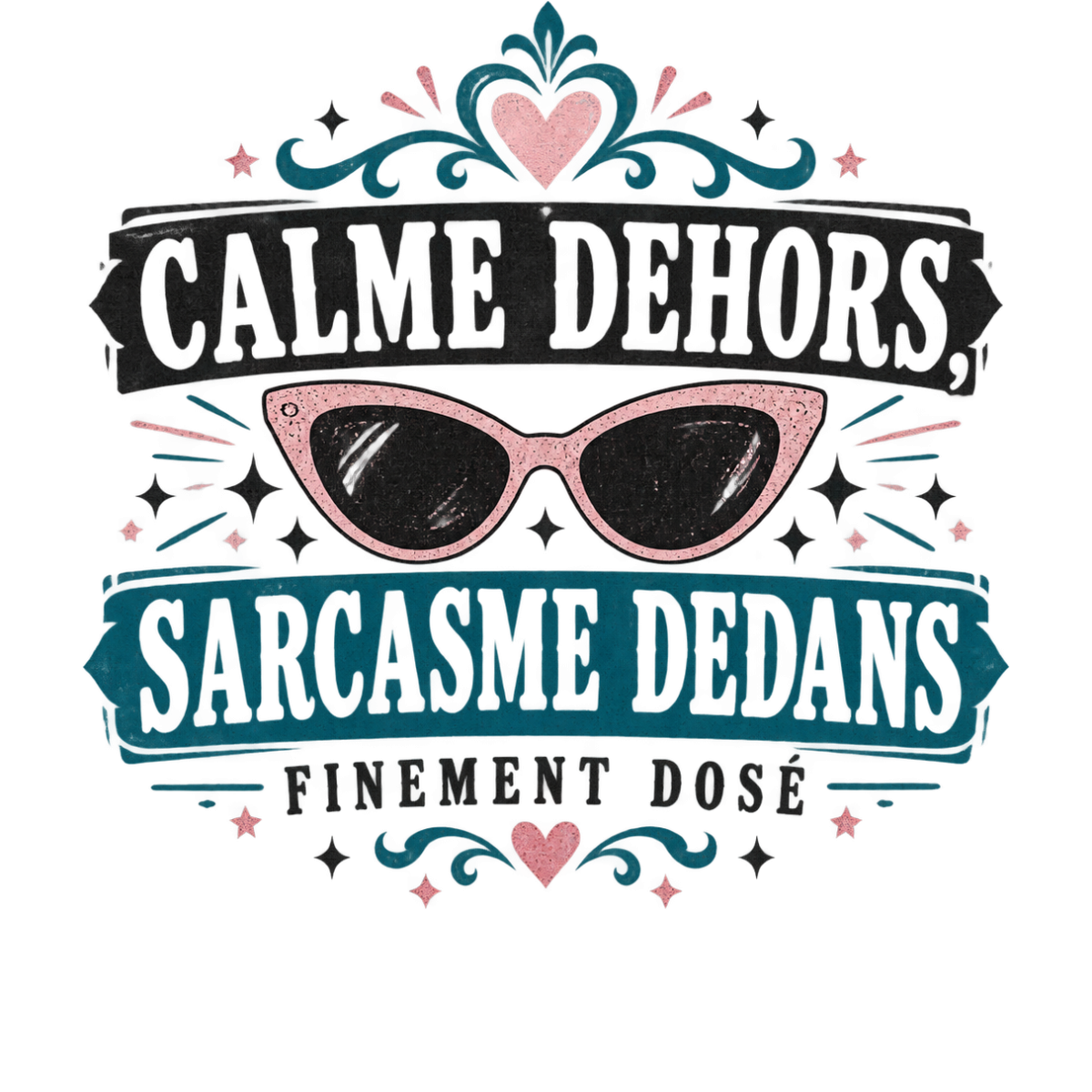 Calme Sarcasme Lunettes Coeur