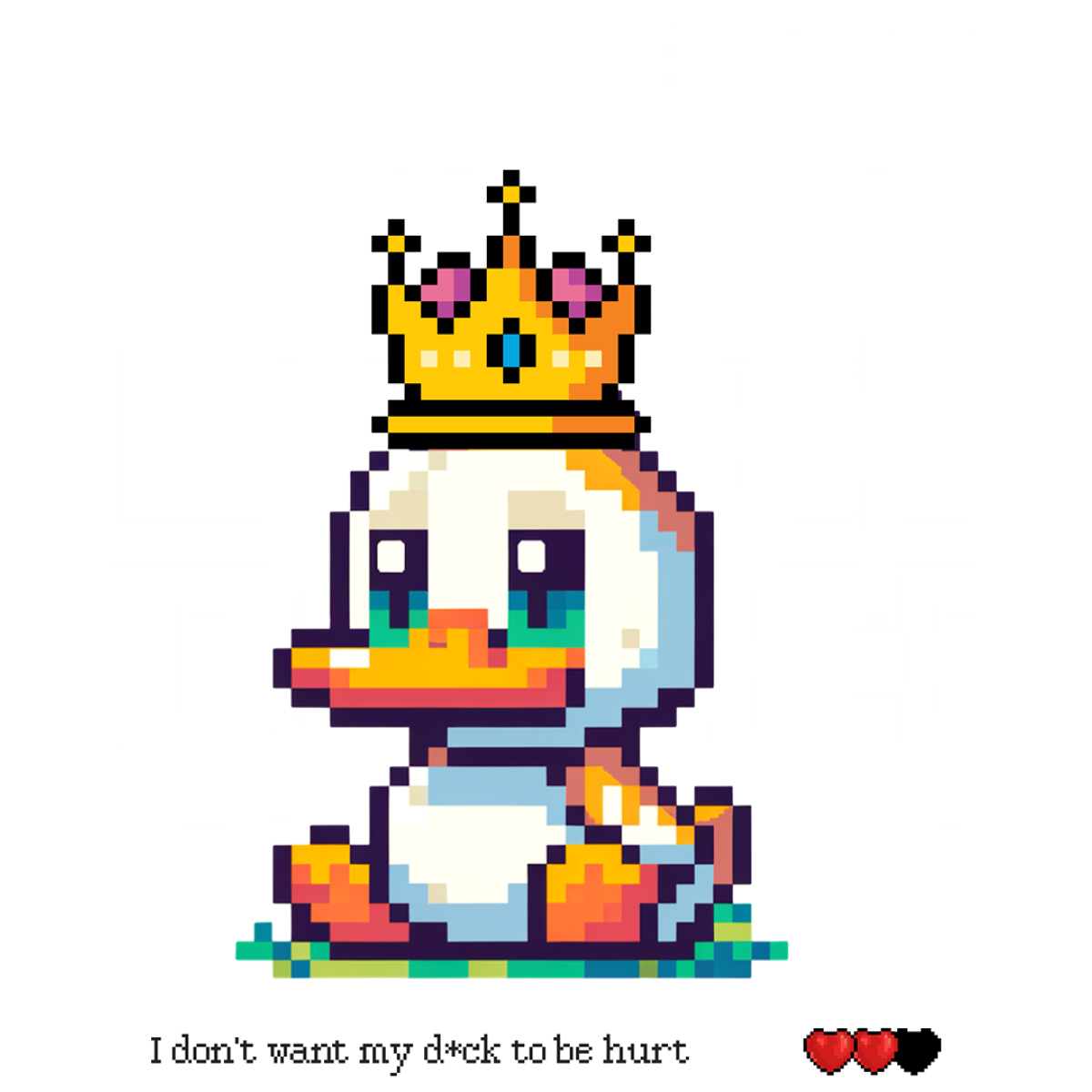 Canard pixel art triste couronne royale