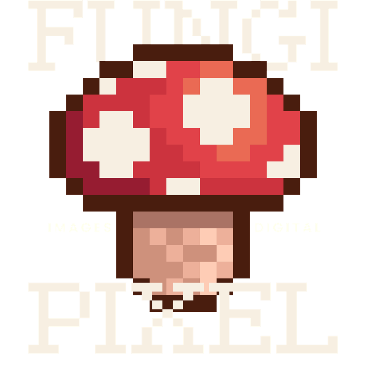 champignon pixel art rouge blanc brut