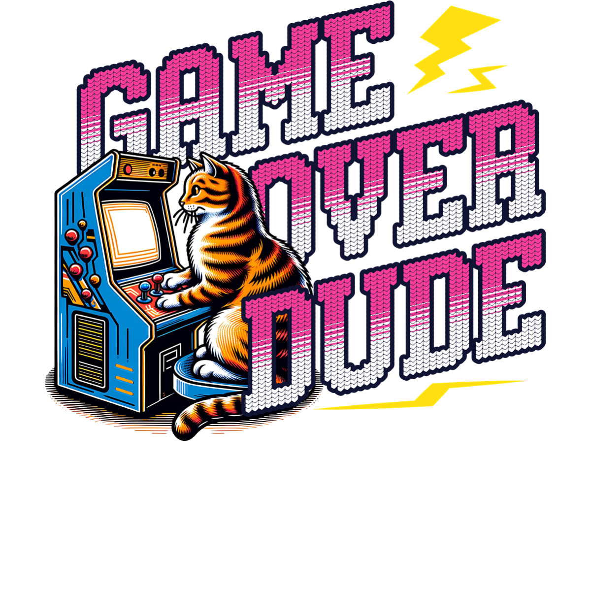 Chat jouant arcade nostalgique Game over Dude