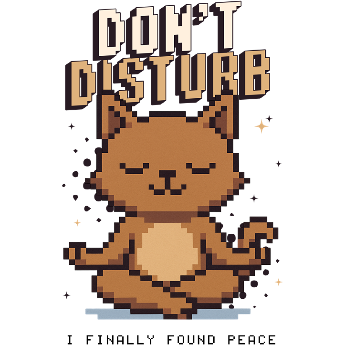 Chat pixel art méditation paix calme