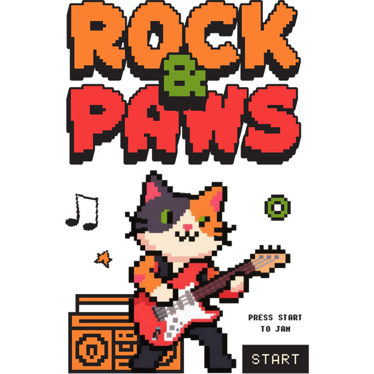 Chat pixel guitare musique console jeu vidéo