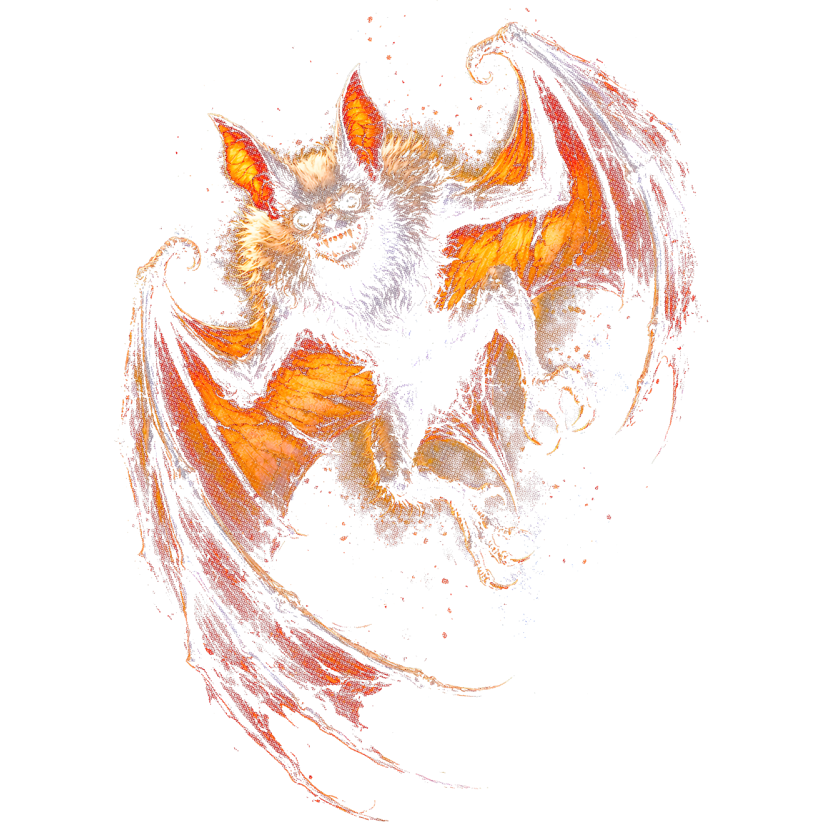 chauve souris volante ailes orange blanches