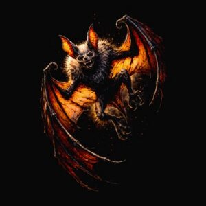 chauve souris volante ailes orange blanches