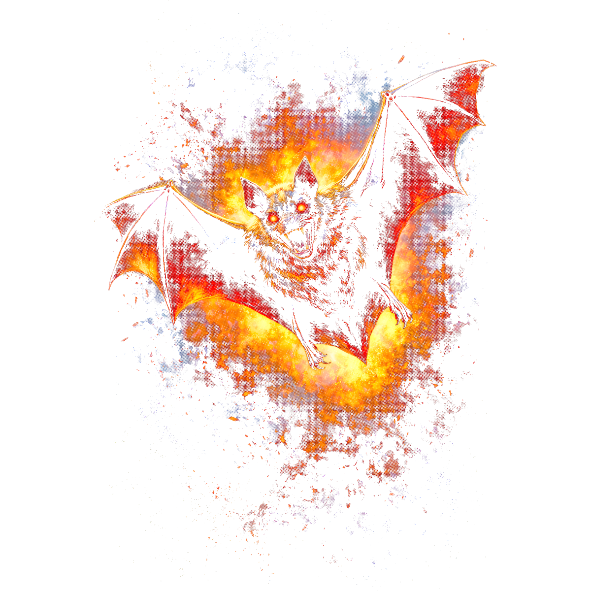 chauve souris volante dessin couleur feu