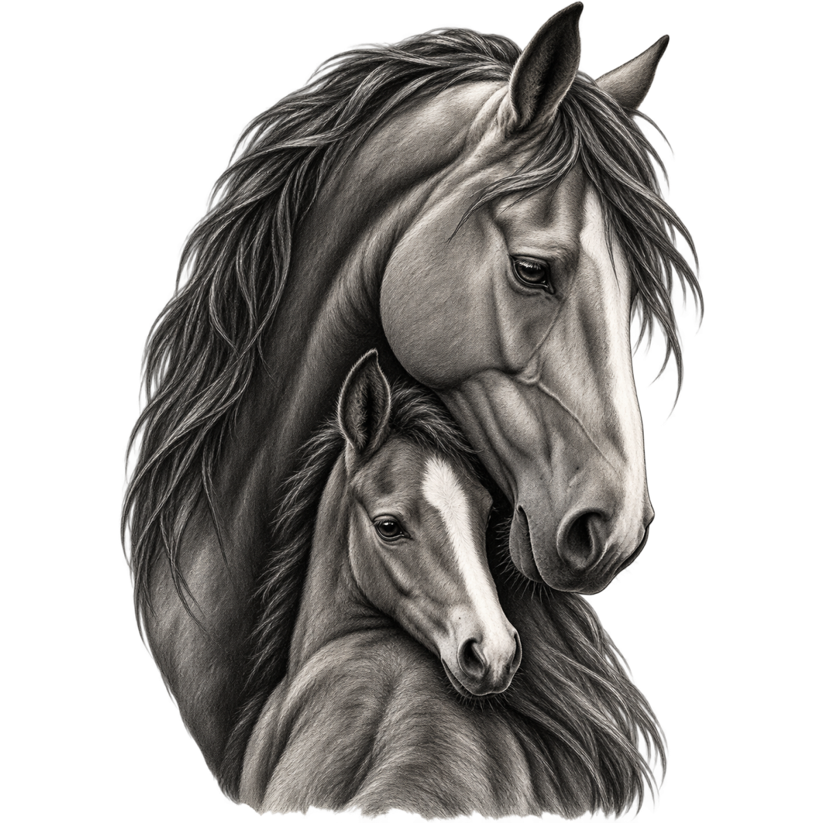 Cheval Jument Poulain Tendresse Maternelle