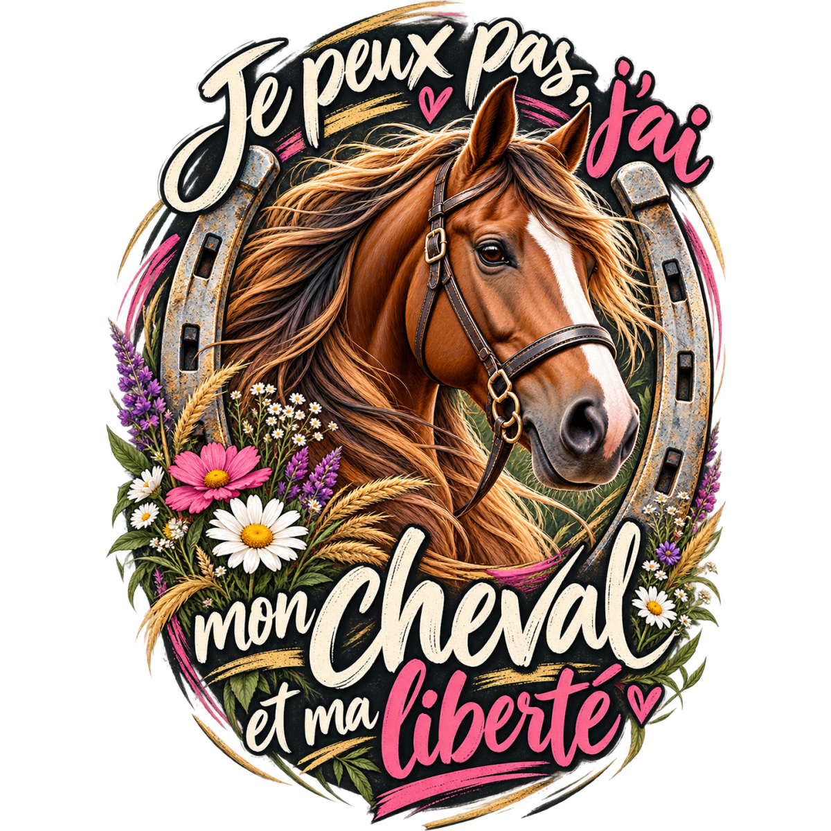Cheval Liberte Fleurs Sauvages