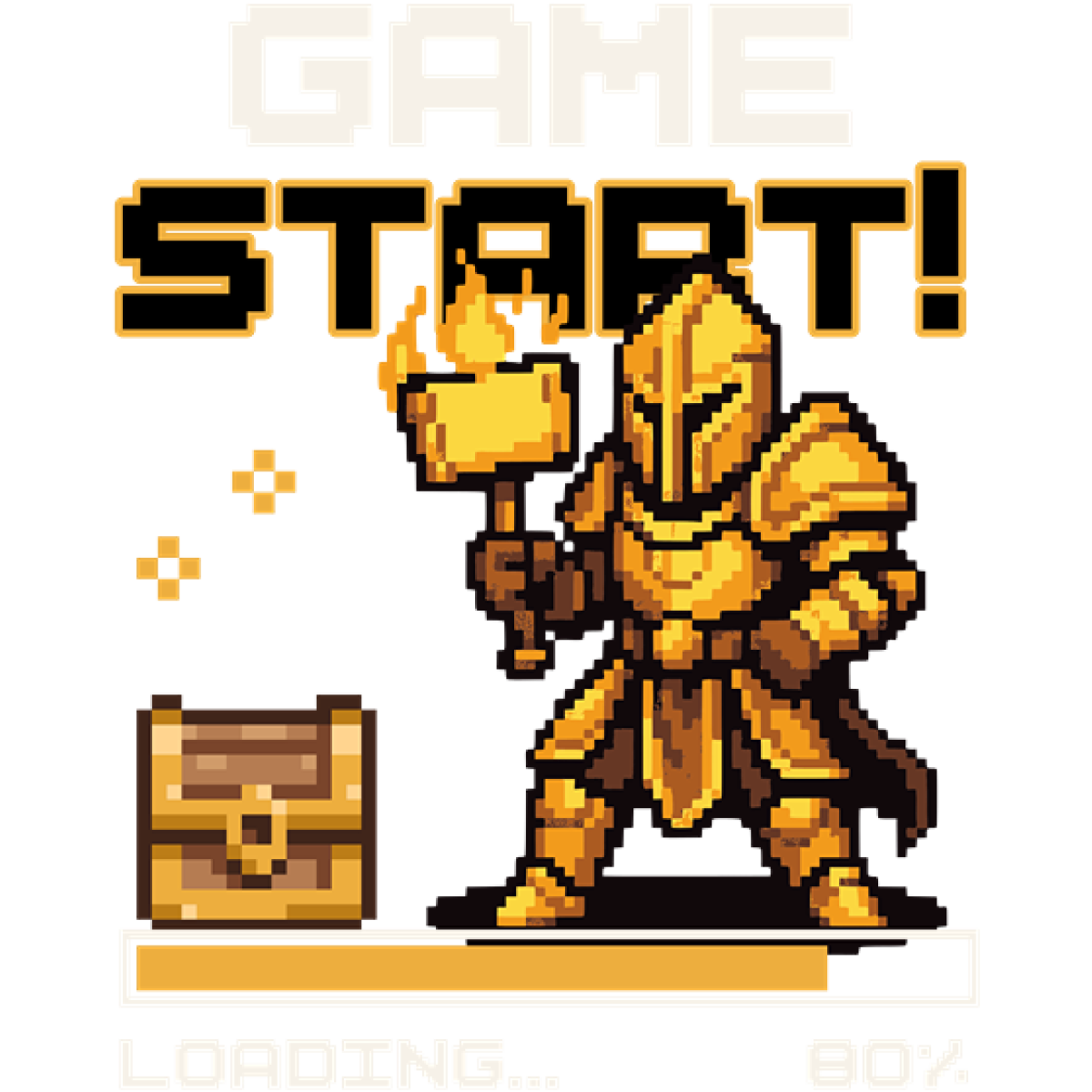 Chevalier en armure pixel art trésor