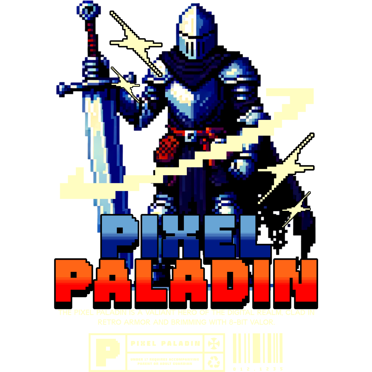 Chevalier pixélisé avec épée et bouclier