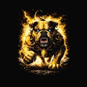 Chien bouledogue collier pique flammes