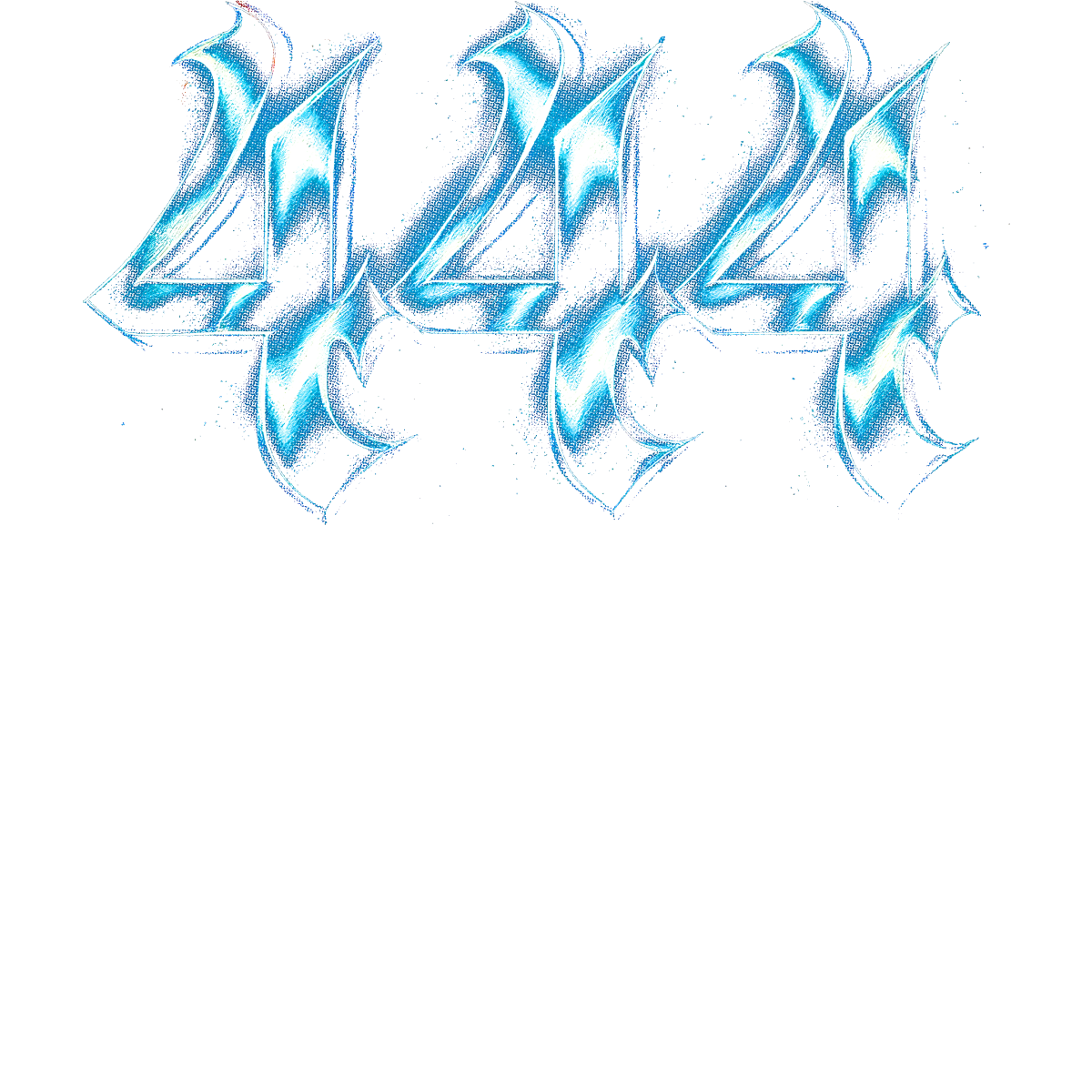 Chiffres quatre en style calligraphique bleu