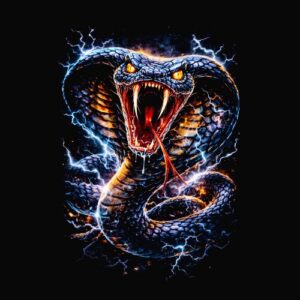 cobra menaçant langue fourchue éclair électrique
