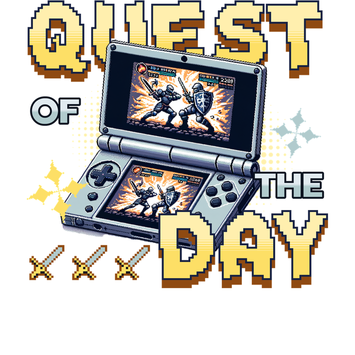 Console portable pixel art combat épée bouclier