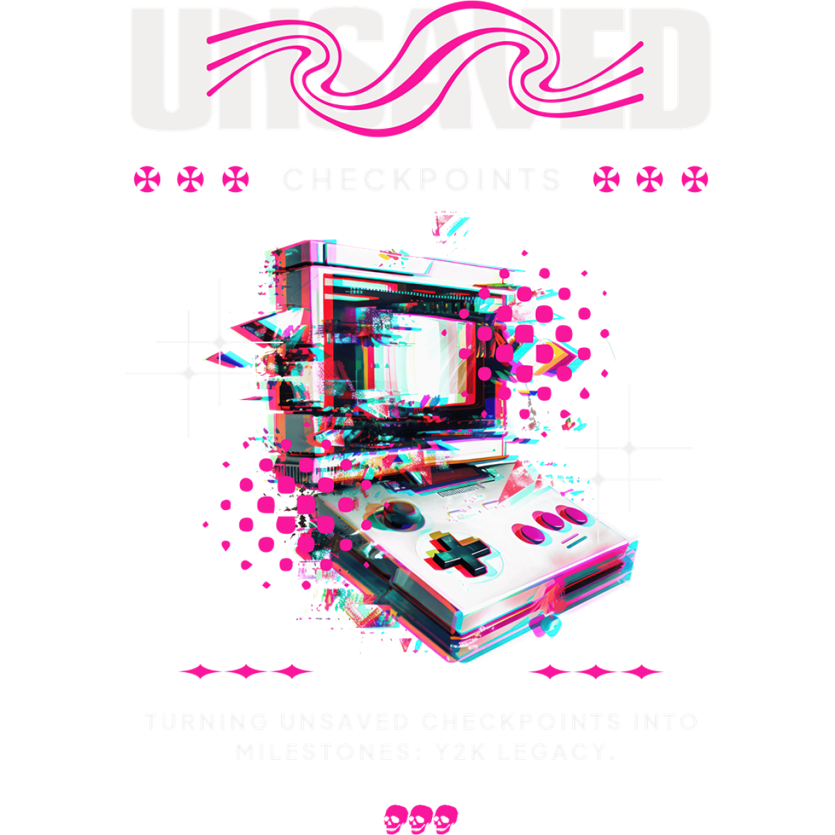 Consoles vidéo rétro glitch art rose