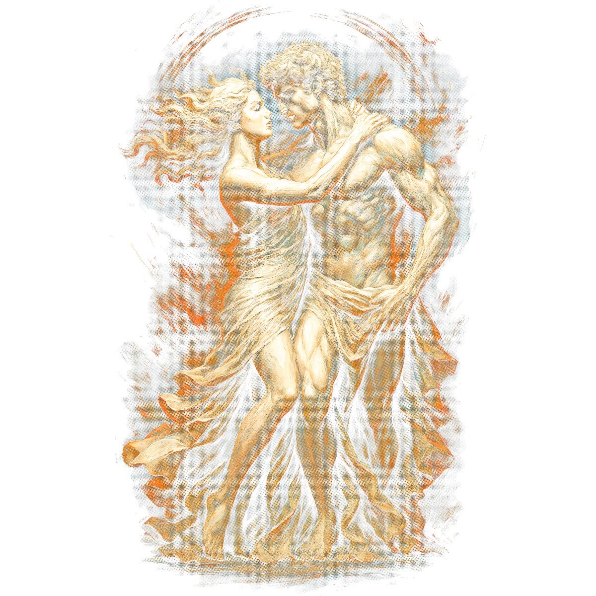 Couple romantique embrassant dans vent