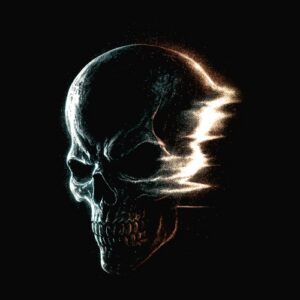 Crâne humain éclaté effet pixellisé