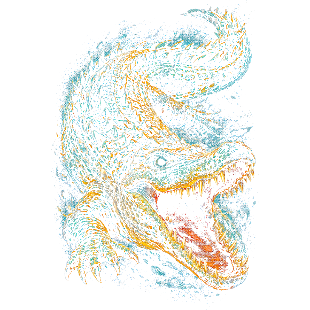 Crocodile agressif ruisselant d eau
