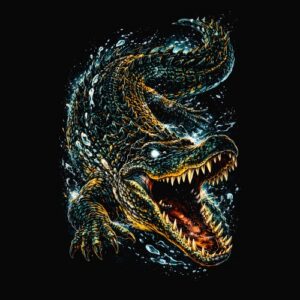 Crocodile agressif ruisselant d eau