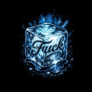 Cube de glace fondu avec texte